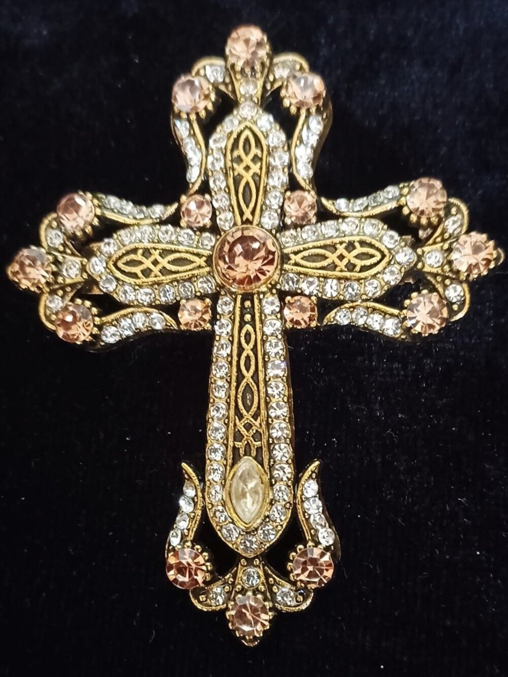 Stunning Rhinestone Cross Brooch